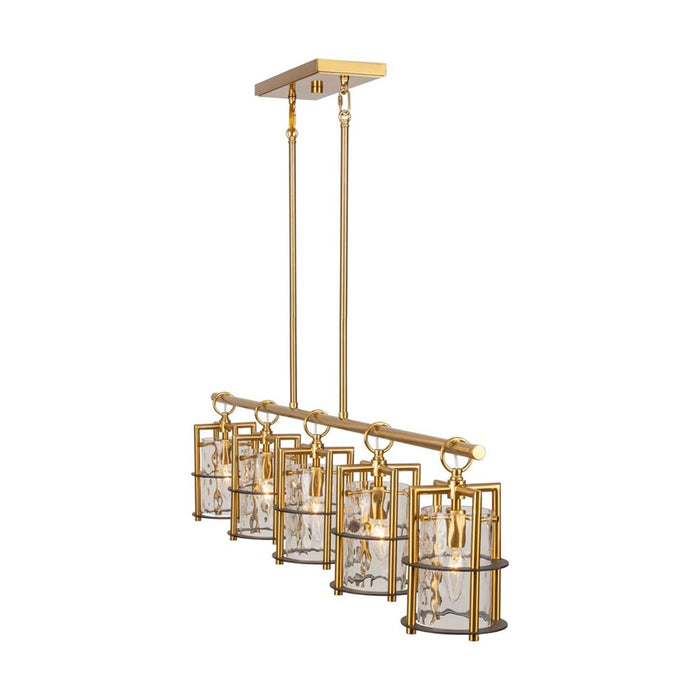 Artcraft Burford 5 Light Island Light, Brass/Black/Clear
