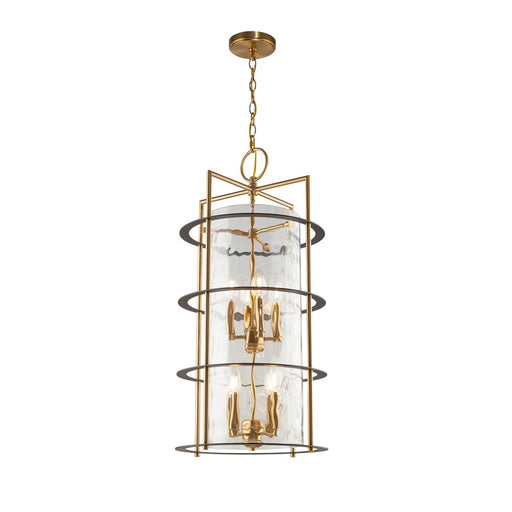 Artcraft Burford 8 Light Down Chandelier, Brass/Black/Clear