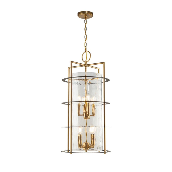 Artcraft Burford 8 Light Down Chandelier, Brass/Black/Clear