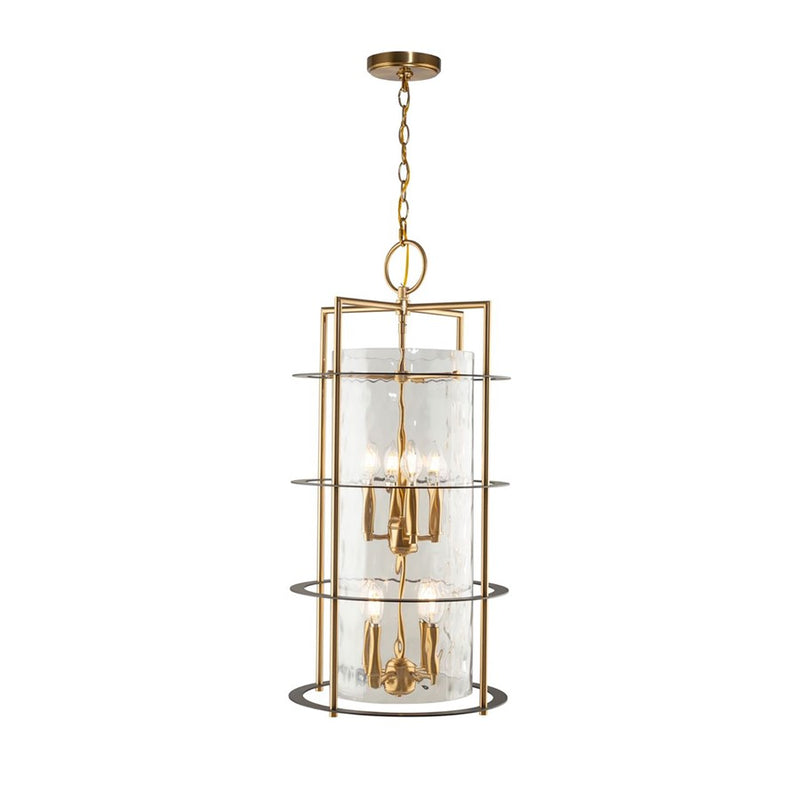 Artcraft Burford 8 Light Down Chandelier, Brass/Black/Clear