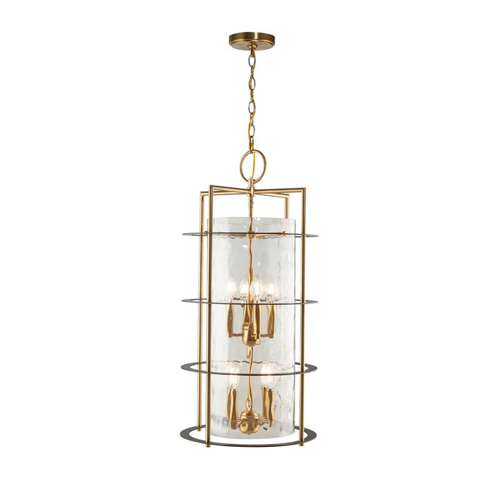 Artcraft Burford 8 Light Down Chandelier, Brass/Black/Clear