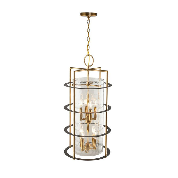 Artcraft Burford 8 Light Down Chandelier, Brass/Black/Clear