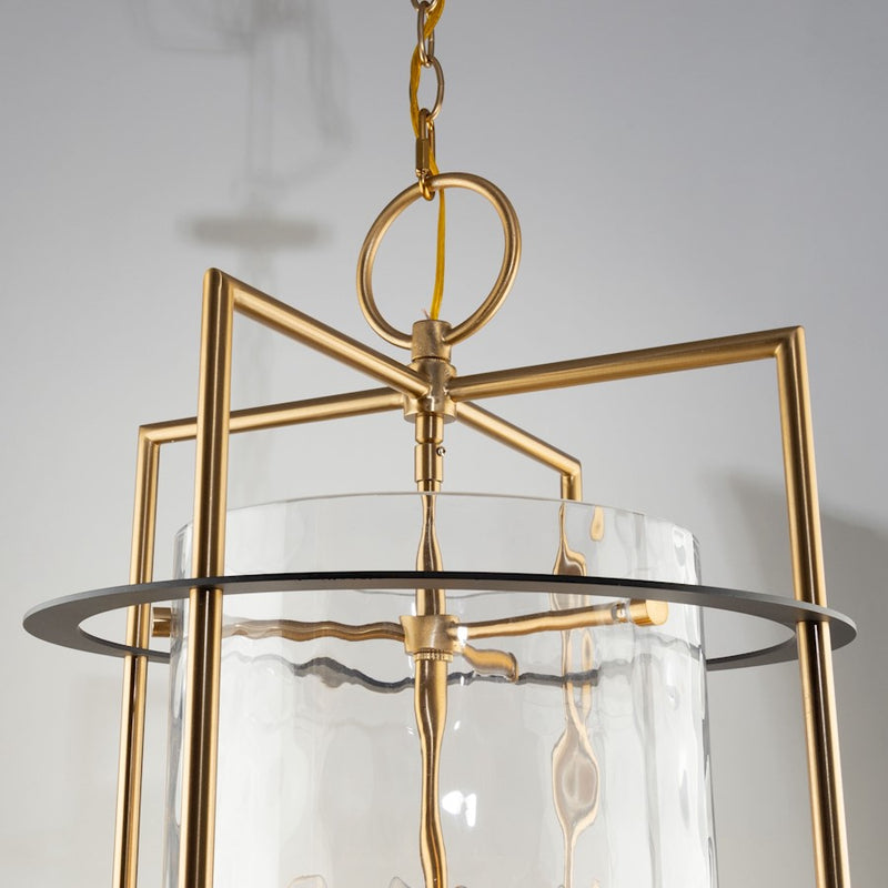 Artcraft Burford 8 Light Down Chandelier, Brass/Black/Clear
