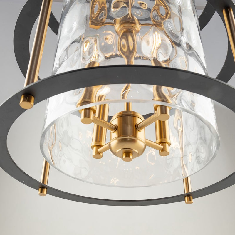 Artcraft Burford 8 Light Down Chandelier, Brass/Black/Clear