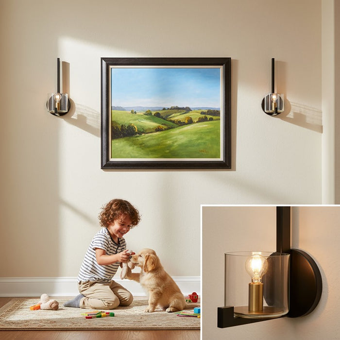 Artcraft Salinas 1-Light Sconce, Black And Brass