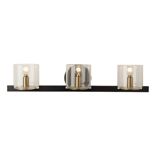 Artcraft Salinas 3-Light Vanity Light, Black And Brass/Clear