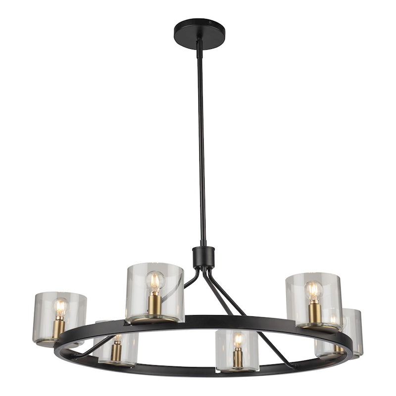 Artcraft Salinas 6-Light Chandelier, Black And Brass