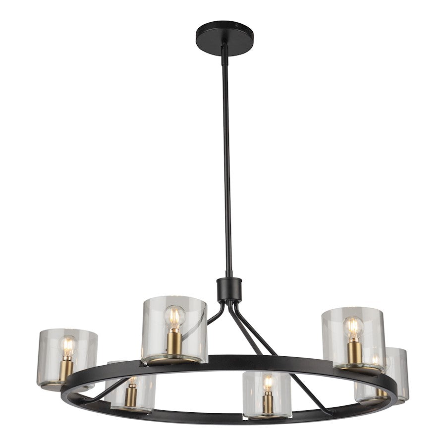 Artcraft Salinas 6-Light Chandelier, Black And Brass