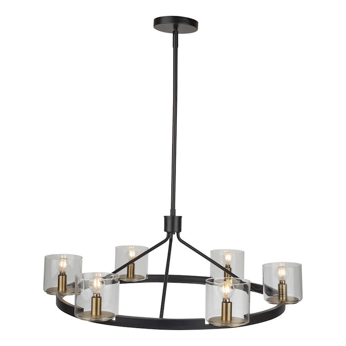 Artcraft Salinas 6-Light Chandelier, Black And Brass