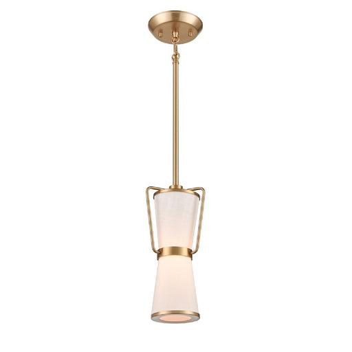 Artcraft Layla 1 Light Pendant, Brushed Brass/White