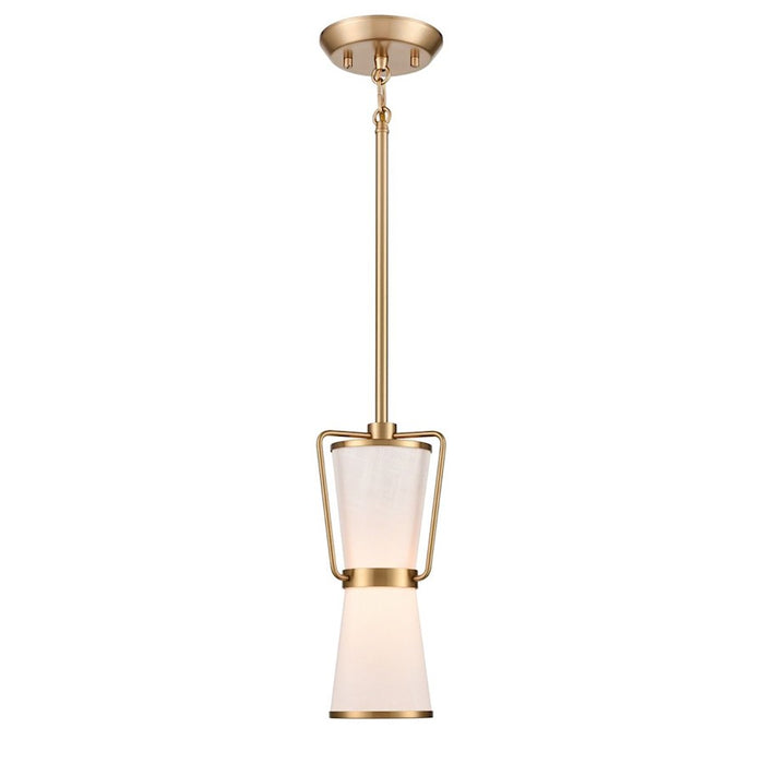 Artcraft Layla 1 Light Pendant, Brushed Brass/White