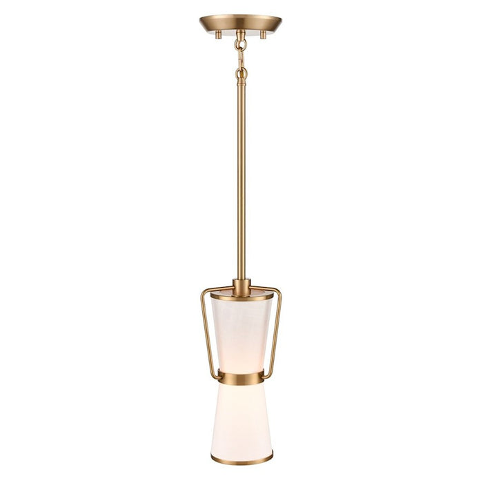 Artcraft Layla 1 Light Pendant, Brushed Brass/White