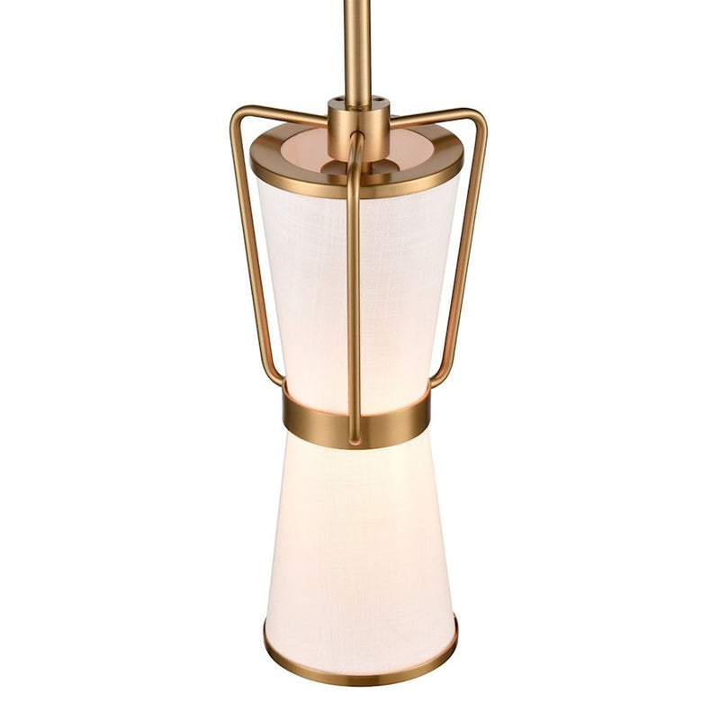 Artcraft Layla 1 Light Pendant, Brushed Brass/White