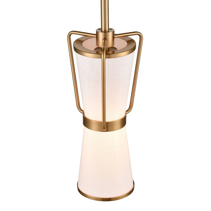 Artcraft Layla 1 Light Pendant, Brushed Brass/White