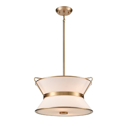 Artcraft Layla 17" Diameter 4 Light Chandelier, Brushed Brass/White