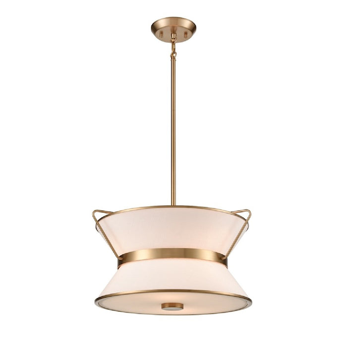 Artcraft Layla 17" Diameter 4 Light Chandelier, Brushed Brass/White