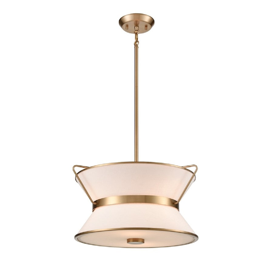Artcraft Layla 17" Diameter 4 Light Chandelier, Brushed Brass/White