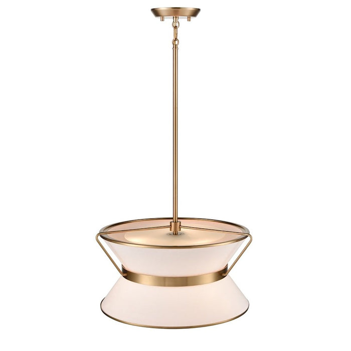 Artcraft Layla 17" Diameter 4 Light Chandelier, Brushed Brass/White