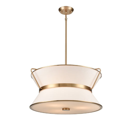 Artcraft Layla 23.5" Diameter 6 Lt Chandelier, Brushed Brass/White