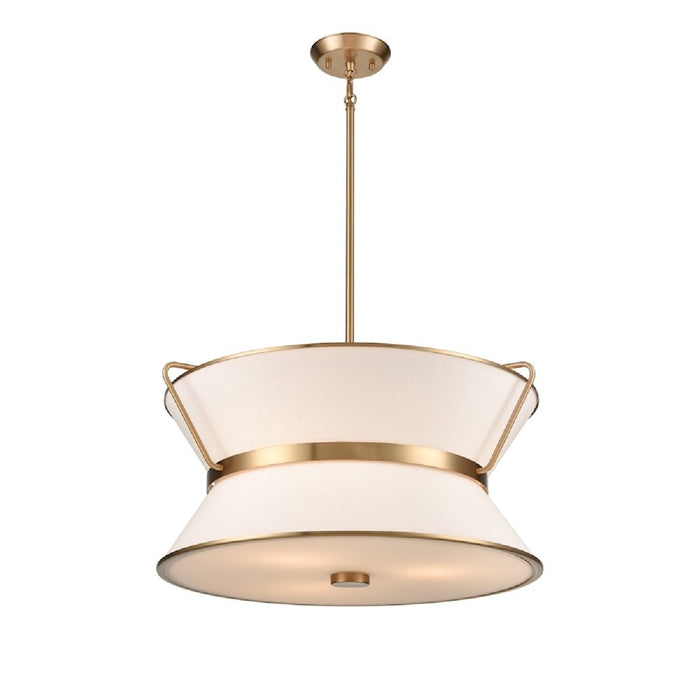 Artcraft Layla 23.5" Diameter 6 Lt Chandelier, Brushed Brass/White