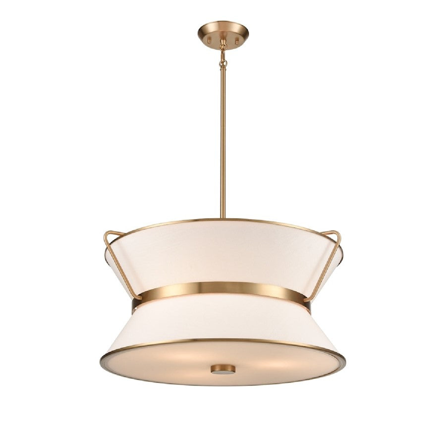 Artcraft Layla 23.5" Diameter 6 Lt Chandelier, Brushed Brass/White