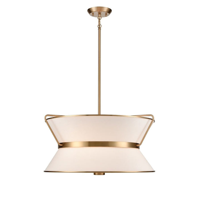 Artcraft Layla 23.5" Diameter 6 Lt Chandelier, Brushed Brass/White