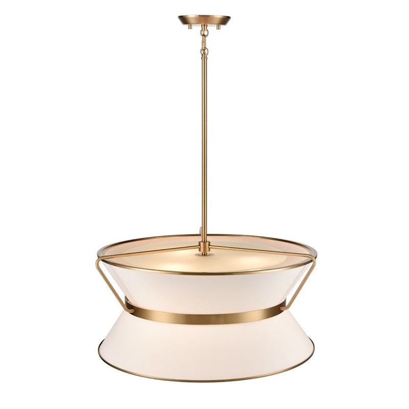 Artcraft Layla 23.5" Diameter 6 Lt Chandelier, Brushed Brass/White
