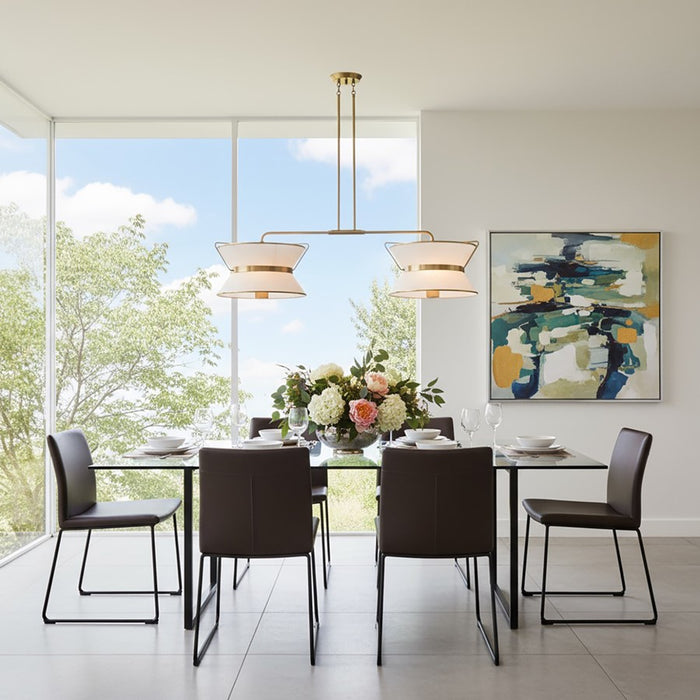 Artcraft Layla 8 Light Linear Island, Brushed Brass/White