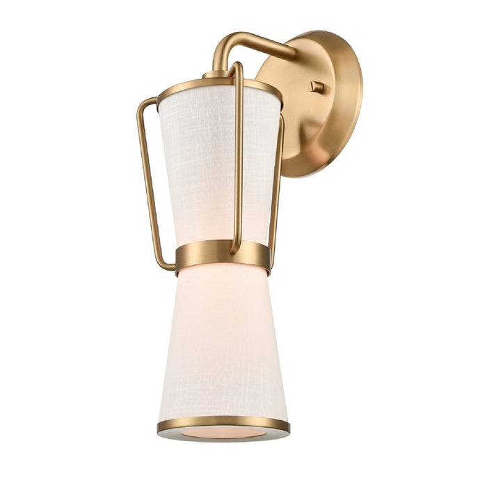 Artcraft Layla 1 Light Wall Sconce, Brushed Brass/White