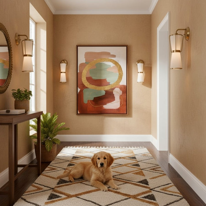 Artcraft Layla 1 Light Wall Sconce, Brushed Brass/White