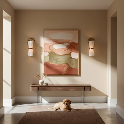 Artcraft Layla 1 Light Wall Sconce, Brushed Brass/White