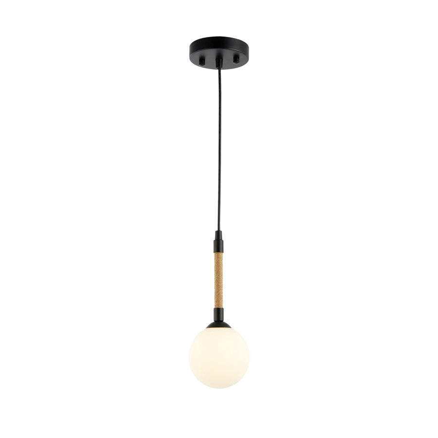 Artcraft Capilano 1 Light Pendant, Black/Clear