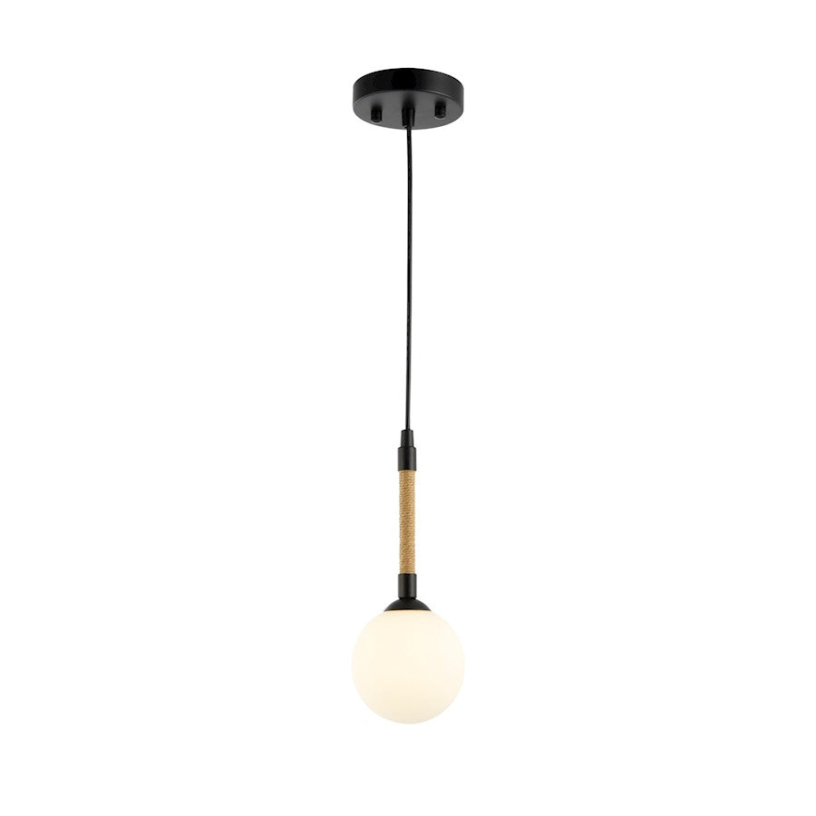 Artcraft Capilano 1 Light Pendant, Black/Clear - AC11841BK