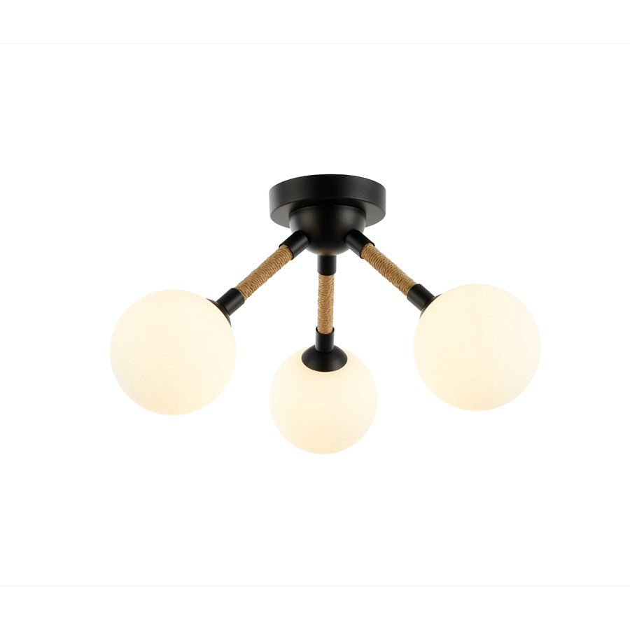 Artcraft Capilano 3 Light Semi-Flush Mount, Black/Clear