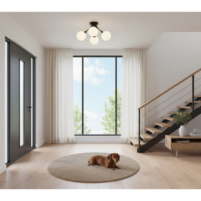 Artcraft Capilano 3 Light Semi-Flush Mount, Black/Clear