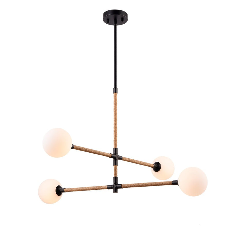 Artcraft Capilano 4 Light Chandelier, Black/Clear