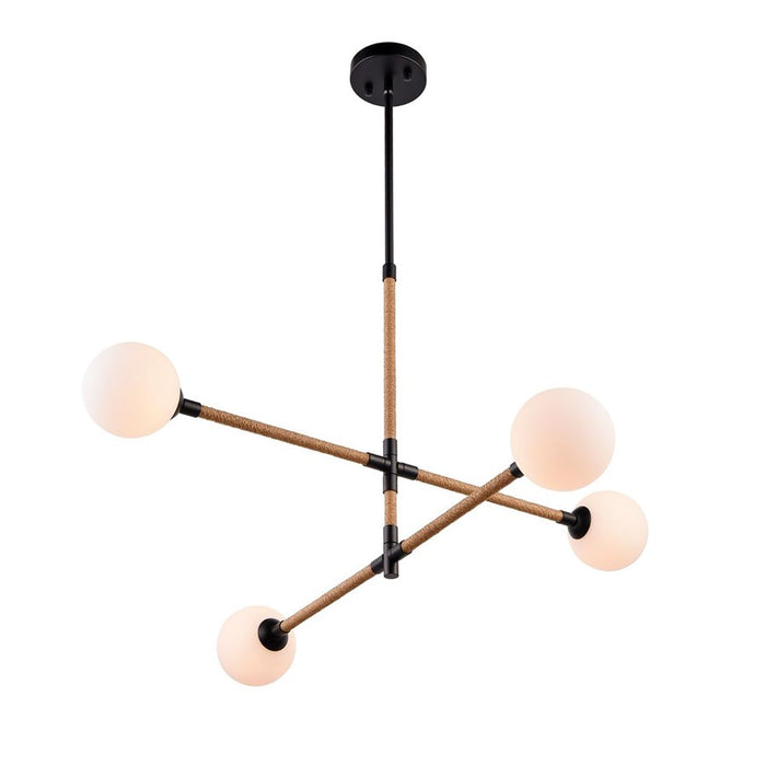 Artcraft Capilano 4 Light Chandelier, Black/Clear