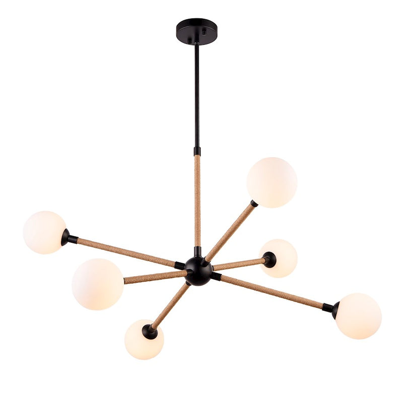 Artcraft Capilano 6 Light Chandelier, Black/Clear