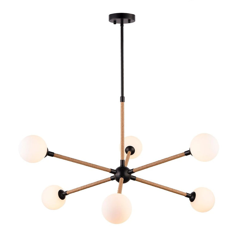Artcraft Capilano 6 Light Chandelier, Black/Clear
