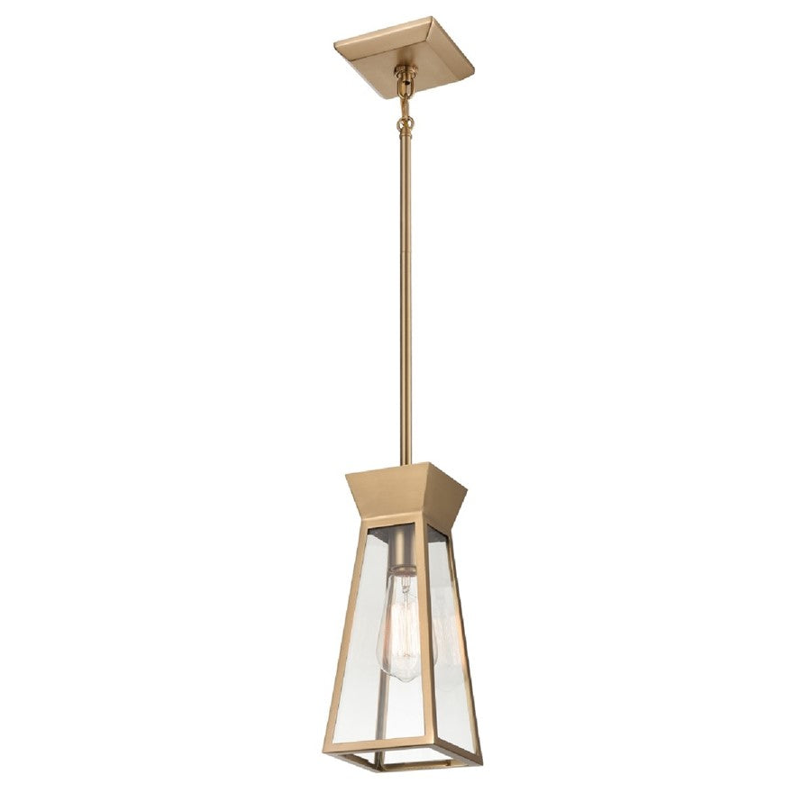 Artcraft Lucian 1 Light Pendant, Brushed Brass/Clear