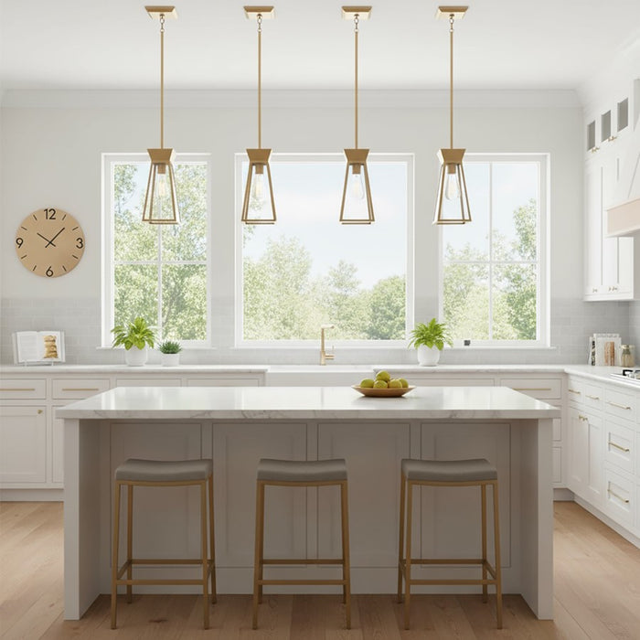 Artcraft Lucian 1 Light Pendant, Brushed Brass/Clear