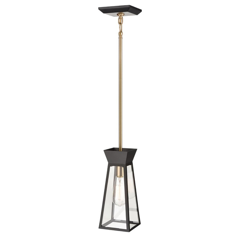 Artcraft Lucian 1 Light Pendant, Black/Brushed Brass/Clear