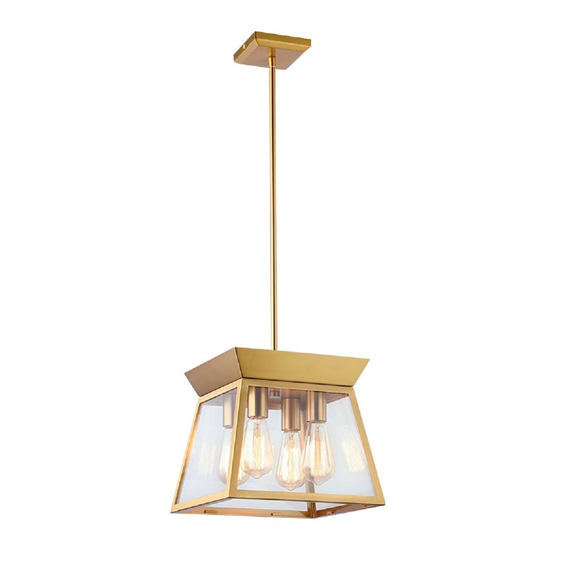 Artcraft Lucian 12" Diameter 4 Light Chandelier, Brushed Brass/Clear