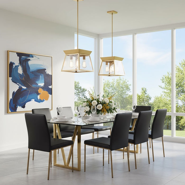 Artcraft Lucian 12" Diameter 4 Light Chandelier, Brushed Brass/Clear