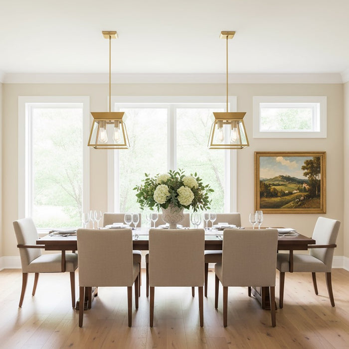 Artcraft Lucian 12" Diameter 4 Light Chandelier, Brushed Brass/Clear