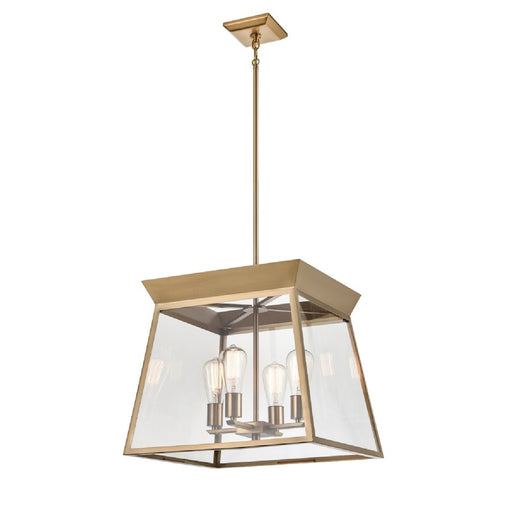 Artcraft Lucian 18" Diameter 4 Light Chandelier, Brushed Brass/Clear