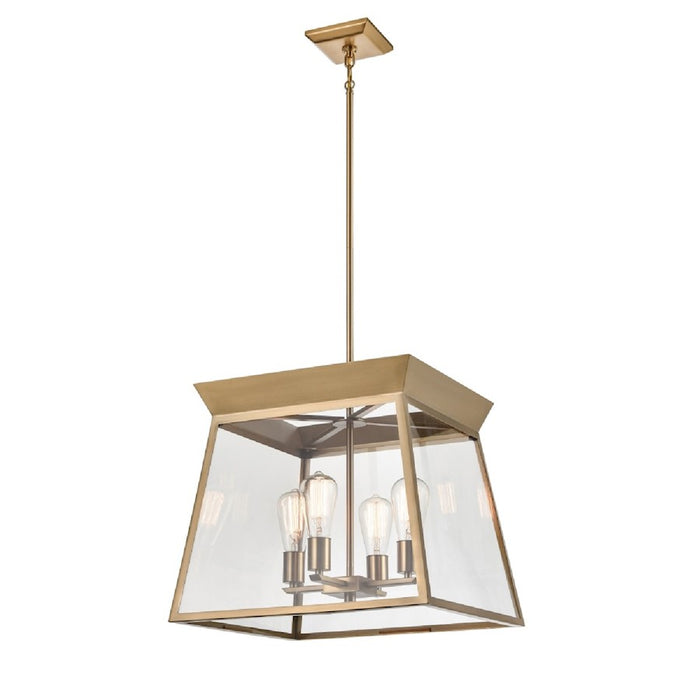 Artcraft Lucian 18" Diameter 4 Light Chandelier, Brushed Brass/Clear