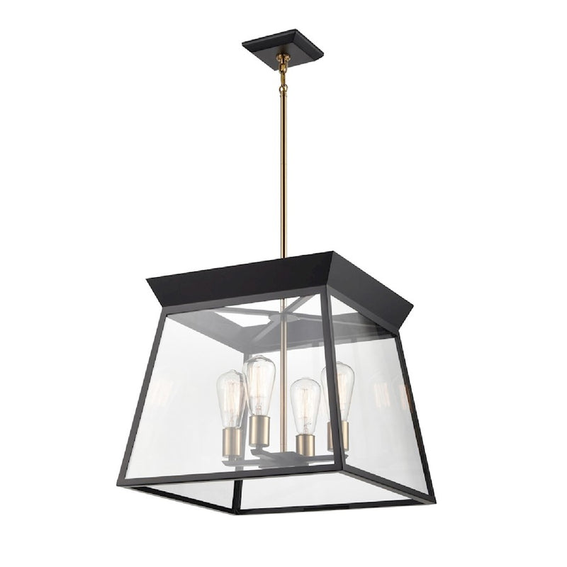 Artcraft Lucian 18" Diameter 4 Light Chandelier, Black/Brass/Clear