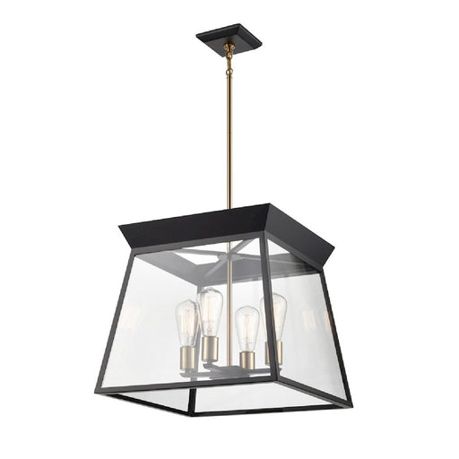 Artcraft Lucian 18" Diameter 4 Light Chandelier, Black/Brass/Clear