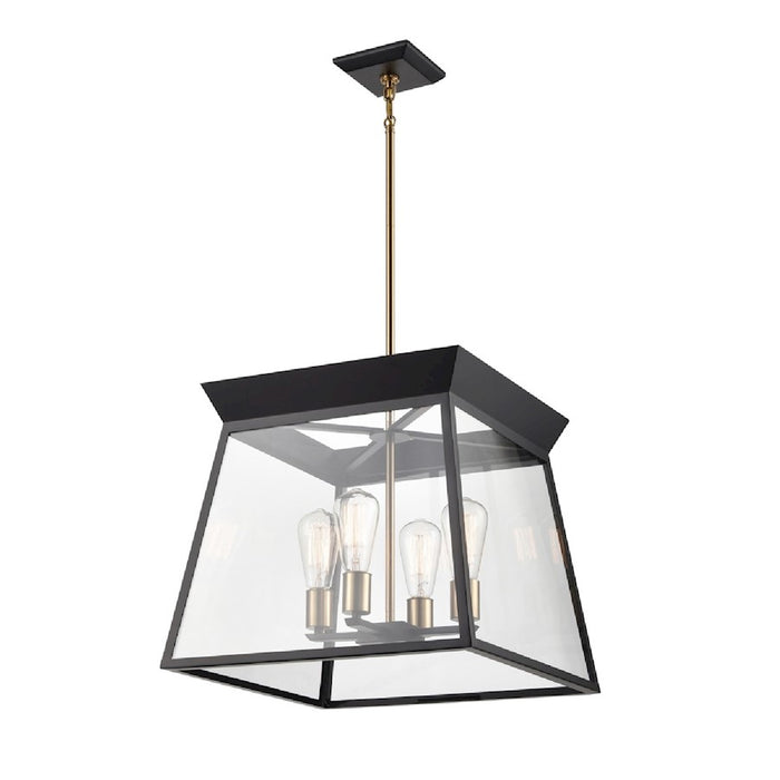 Artcraft Lucian 18" Diameter 4 Light Chandelier, Black/Brass/Clear